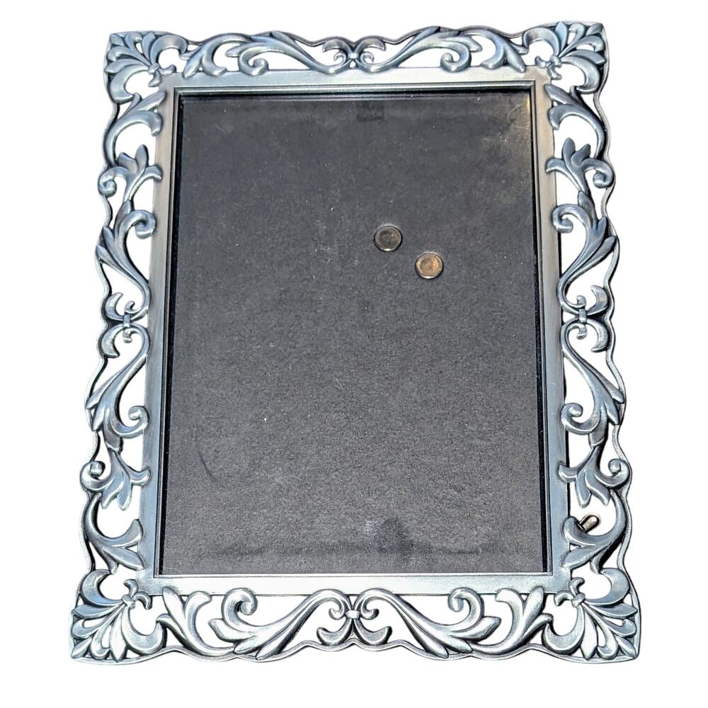 Art Deco Leaf Design 5 X 7 Picture Frame Malden Silver Tone Rococo Free Standing